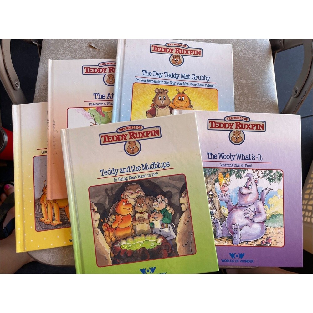 Vintage Teddy Ruxpin Books by Worlds Of Wonder - Lot of 5 Grubby Airship